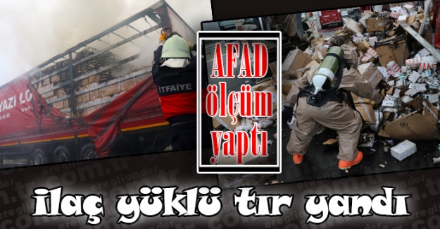 Anadolu Otoyolu'nda tıbbi ilaç yüklü tırın dorsesi yandı