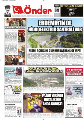 Ereğli Önder Gazetesi - 14.08.2022 Manşeti