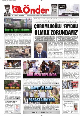 Ereğli Önder Gazetesi - 19.09.2018 Manşeti