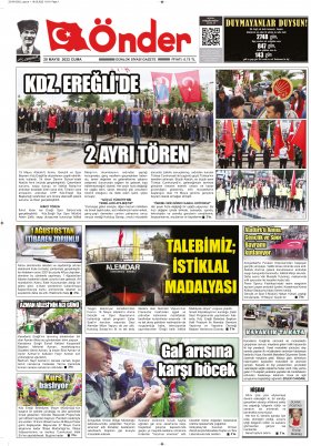 Ereğli Önder Gazetesi - 20.05.2022 Manşeti