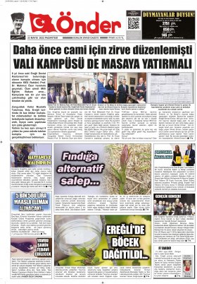 Ereğli Önder Gazetesi - 23.05.2022 Manşeti